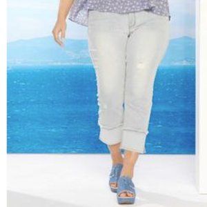 Cato Plus Size 18W Cropped Frayed Trim Jeans